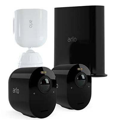 Arlo Ultra2 Überwachungskamera aussen und GRATIS Security Mount Bundle, 2er Set - schwarz, Testzeitraum für Arlo Secure Plan von Arlo