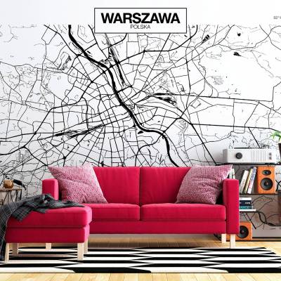Vlies Fototapete Warsaw Map von Artgeist