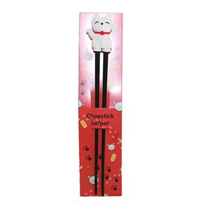 AAF Nommel ® Essstäbchen Chopsticks + 1 Clip Essstäbchenhelfer aus Gummi, Motiv Katze, Nr. 066 von AAF Nommel
