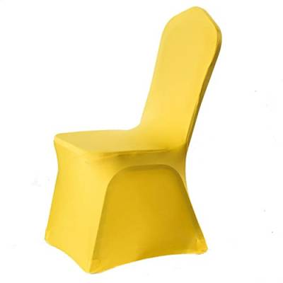 AxBALL 100 stücke weiße elastische Stuhl Cover 12 Farben Hochzeit Banquet dekorative Stuhl deckt minimalistische Stil Urlaub Party Stuhl Fall (Color : Yellow, Size : OneSize) von AxBALL