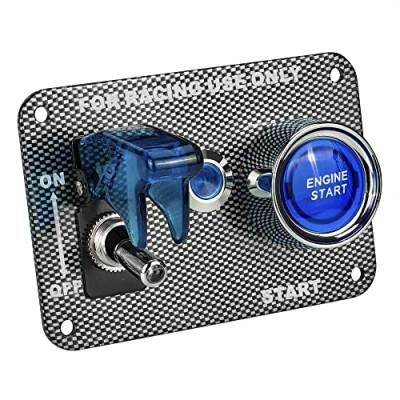 DC12V Racing Auto Zündung Schalter Panel Schaukeln Schalter+ Motor Start Push Button Schalter (Blau) von BAITHNA