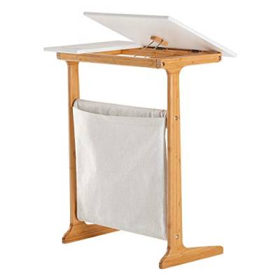 BEDEUU Tragbarer Tisch-Steh-Laptop-Schreibtisch mit Clamshell-Design, freistehender Bambus-Nachttisch, abgerundete Ecken/belastbarer Esstisch (Farbe: B) von BEDEUU