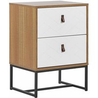 Moderner Nachttisch Heller Holzfarbton / Weiß 2 Schubladen mdf- Platte Metall für Schlafzimmer für Wohnzimmer - Schwarz von BELIANI