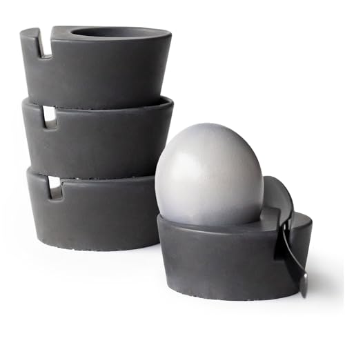 BETOLZ® Design Eierbecher 4er Set aus Beton/Eierbecher stapelbar/Egg Cups/Eierbecher Design - minimalistisch & modern, für Jede Eiergröße - inkl. Löffelhalter von BETOLZ