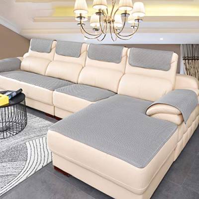 BK&MF Sofa Abdeckung Für Ledercouch, Super rutschfeste Sofa Dämpfung Couch überwurf Für Haustiere, Sofa Möbel Protector Separat Erhältlich-grau 45x45cm(18x18inch) Pillowcase von BK&MF