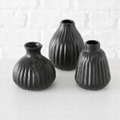 BOLTZE GRUPPE GmbH Dekovase Vase Blumenvase Porzellan matt schwarz H 12 cm 3er von BOLTZE GRUPPE GmbH