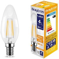 E14 Filament C35 LED Leuchtmittel Lampe Birne Leuchte Beleuchtung Form: Kerze 4W 400 Lumen warmweiß 1 Stück von BRAYTRON