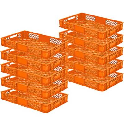 10x Eurobehälter/Stapelbehälter, LxBxH 600x400x90 mm, Inhalt 15 Liter, orange von BRB