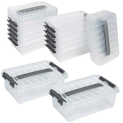 12 Aufbewahrungsboxen mit Deckel, transparent, LxBxH 300x200x100 mm, 4 Liter Box von BRB