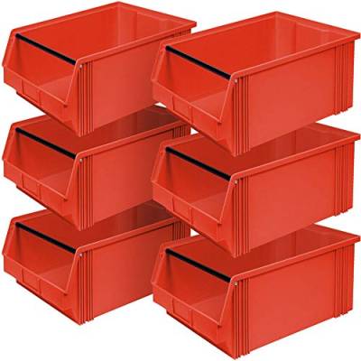 6x Sichtbox"CLASSIC“ FB 2 mit Tragstab, LxBxH 510/450x300x200 mm, Inhalt 27 Liter, rot von BRB