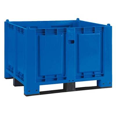 Palettenbox mit 3 Kufen, LxBxH 1200x800x850 mm, blau, Boden/Wände geschlossen, Tragkraft 500 kg von BRB