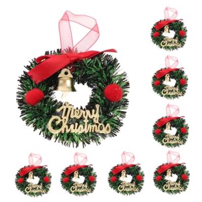 BUGUUYO 10st Weihnachtskranz Mini-kiefernkränze Mini-sisal-Weihnachtsbaum Weihnachtskerzenkränze Ringe Weihnachtstischkränze Hängender Kranz Spielzeug Weihnachten Zubehör Kunststoff von BUGUUYO