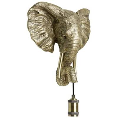 Bada Bing Hochwertige Tier Wandleuchte Elefant Lampe in Light Gold ca. 36 cm Afrika Big Five Wand Leuchte mit Schalter Wandlampe Antik Extravagante Elefantenlampe 85 (Elefant light gold) von Bada Bing