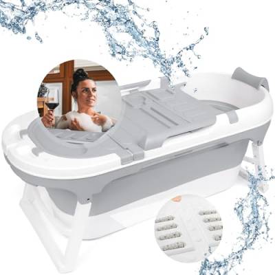 Balneo Vital® Faltbare mobile Badewanne XL mit Badewannenablage & Massagerollen für Erwachsene & Kinder | freistehend für Badezimmer | Ihre tragbare klappbare Bathtub für Dusche & Outdoor von Balneo Vital