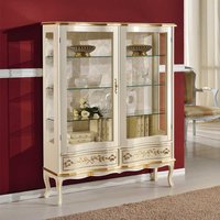 Esszimmervitrine im Barockstil Weiß und Goldfarben verziert von Basilicana