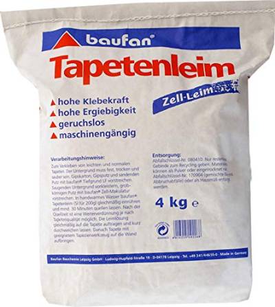 Baufan Tapetenleim - 4kg I Geruchloser, universell einsetzbarer Zell-Leim zum Kleben von leichten und auch schweren Tapeten mit hoher Klebkraft von Baufan