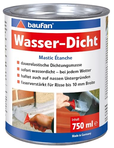 Baufan Wasser-Dicht - 750ml I Dichtmasse sofort wasserdicht und dauerelastisch I faserverstärkt, rissüberbrückend bis 10 mm auch auf nassen Flächen von Baufan