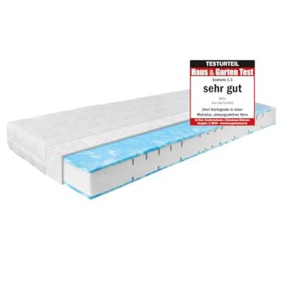 BeCo Matratze, Duo Gel Comfort, 90 x 200 cm, H2, Komfortschaum, Oeko-TEX Standard 100, Testsieger in Haus & Garten: SEHR GUT 1,3 (Heft 01/2019), Made in Germany, 100 Nächte Testschlafen von BeCo Matratzen GmbH & Co. KG