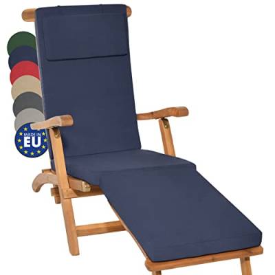 Beautissu Auflage für Deckchair LoftLux DC 175x45x5cm Luxus Polsterauflage für Gartenliege Auflage Liegestuhl Polster - Bezug Abnehmbar - Gartenmöbel Kissen Dunkelblau von Beautissu