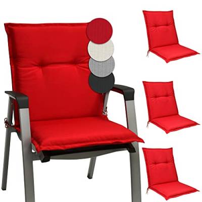 Beautissu 4er Set Niedriglehner Auflagen 100x50 cm Base NL – Bequemes Sitzkissen 6cm Dickes Sitzpolster Sitzauflage für Garten Balkon Camping Stuhl – Gartenstuhlauflage Niederlehner Rot von Beautissu