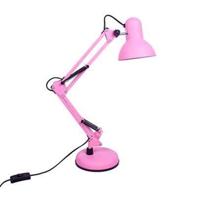 Bel Air Home - LED Schreibtischlampe Antigona Flexo | Retro-Vintage Design, E27 USB, Energiesparend | Ideal für Büro, Nachttisch, Lesen | Rosa, Matt von Bel Air Home