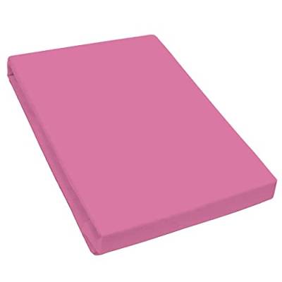 Bella Luna Jersey de Luxe Spannbettlaken in Flamingo-Pink | Bettbezug für Wasserbetten, Boxspringbetten & Übergrößen | Größe 180x200 bis 200x220 cm | pflegeleichtes Spannbetttuch aus 97% Baumwolle von Bella Luna