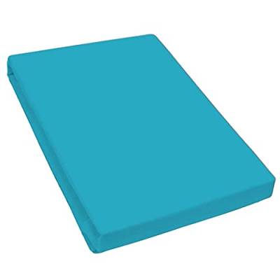 Premium Spannbettlaken mit Gummizug für Wasserbetten Boxspringbetten Übergröße Jersey Matratzenbezug Bettbezug Baumwolle Elastan Laken Wasserbettbezug 140-160 x 200-220 cm - Azurblau von Bella Luna