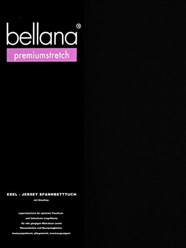 bellana® premiumstretch Edel-Elastic-Jersey Spannbetttuch für Wasserbetten und Boxspringbetten, 140-160 x 200-220 cm, schwarz von Bellana