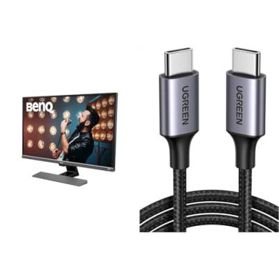 BenQ EW3270U 4K Monitor | 32 Zoll HDR USB-C | Compatible for MacBook Pro M1 & UGREEN USB C auf USB C Kabel 60W PD 3.0 von BenQ