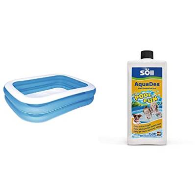 Bestway Family Pool aufblasbares Kinder-Planschbecken, 211 x 132 x 46 cm & Söll 31430 AquaDes Pool-Desinfektion flüssig 1 l - wirksame Poolreinigung Wasserpflege gegen Bakterien von Bestway