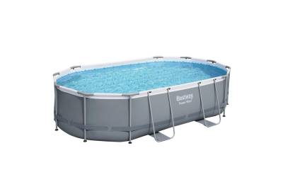 Bestway Framepool Power Steel™ Solo Pool ohne Zubehör 488 x 305 x 107 cm, grau, oval von Bestway