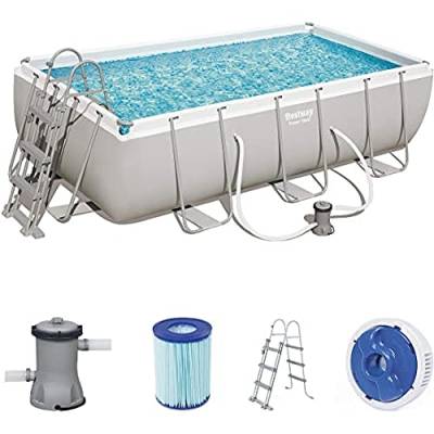 Bestway Power Steel Framepool -Set, eckig, mit Filterpumpe & Sicherheitsleiter 404 x 201 x 100 cm von Bestway