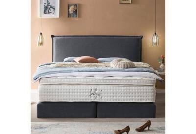 BettCo Boxspringbett London (in Anthrazit Webstoff, 180 x 200 cm), Zeitloses-Design mit Biese + optionaler Topper, Gleiterfüße von BettCo