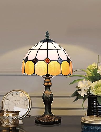 8-zoll-tischlampe Im Tiffany-stil, Vintage-tischlampe, Handgefertigte Tischlampe Mit Buntglasschirm, Schlafzimmer-nachttischlampe, Arbeitszimmer-tischlampe, Büro-tischlampe(Color:Orangish yellow-2) von Bidesen