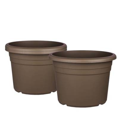 BigDean 3X Blumentopf Ø 50 cm Farbe Taupe Kunststoff Pflanztopf Containertopf Übertopf Pflanzkübel rund 50 x 35 cm von BigDean