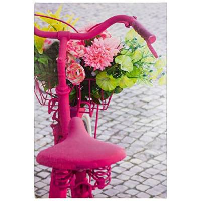 BilligerLuxus Wandbild Keilrahmen Kunstdruck Bild 60 x 90 cm Fahrrad Blumen pink grün grau von BilligerLuxus