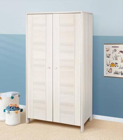 BioKinder Kleiderschrank Kinder-Kleiderschrank Niklas mit Drehtüren aus zertifiziertem Massivholz Kiefer 90 x 55 x 170 cm von BioKinder - Das gesunde Kinderzimmer