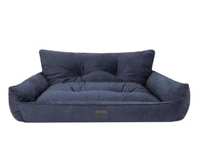 Bjird Hundebett - Hundekorb für kleine mittelgroße & große Hunde - Hundekissen - Hundesofa - EInfach zu reinigen - Joker Gesteppt - Größe: L: 106 x 80 cm - Navyblau Fancy von Bjird