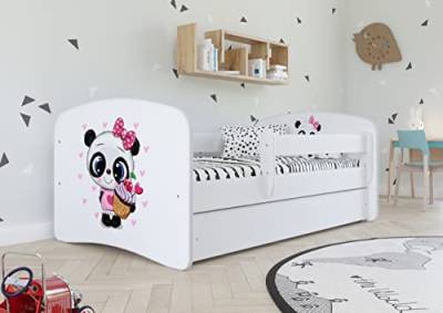 Bjird Kinderbett Jugendbett 70x140 80x160 80x180 Weiß mit Rausfallschutz Schublade und Lattenrost Kinderbetten für Mädchen und Junge - Panda 160 cm von Bjird
