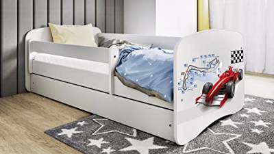 Bjird Kinderbett Jugendbett 70x140 cm Weiß mit Matratze Rausfallschutz Schublade und Lattenrost Kinderbetten für Mädchen und Junge - Formel von Bjird