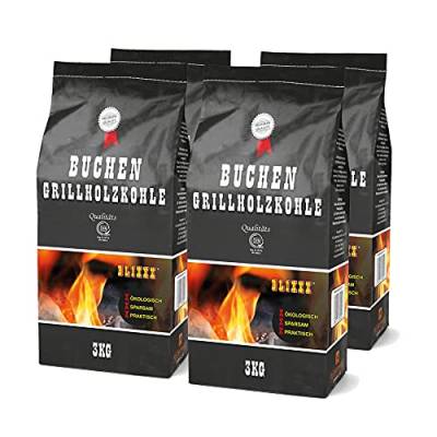 Blixxx Buchen Grillkohle 3kg Premium Holzkohle Grillholzkohle Restaurantholzkohle Steakhauskohle (4) von Blixxx