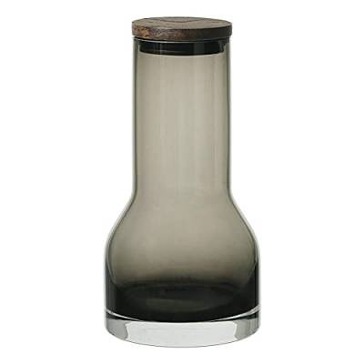 blomus -LUNGO- Wasserkaraffe, mundgeblasenes, farbiges Glas, Deckel aus Eiche, 650ml, Farbe Smoke (64171) von Blomus