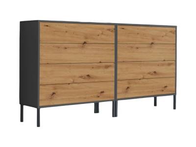 BMG Möbel Sideboard Mailand Set 1 (Schubladenkommode Kommode Anrichte, mit hochwertigen Metallfüßen), Push-to-Open-Funktion von Bmg Möbel