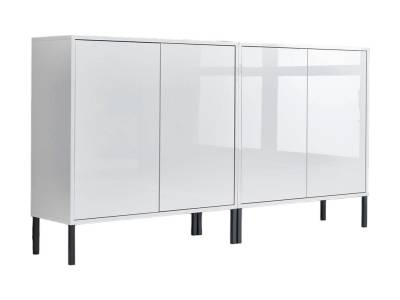 BMG Möbel Sideboard Mailand Set 2 (Kommode Anrichte Aktenschrank, mit hochwertigen Metallfüßen), Push-to-Open-Funktion von Bmg Möbel