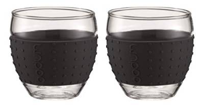 Bodum PAVINA 2-teiliges Gläser-Set (Rutschfester, farbiger Silikonring, 0,35 liters) schwarz von Bodum
