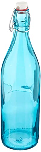 Bormioli Rocco Giara Flasche mit Bügelverschluss, Blau, 1 Liter, umweltfreundliche Glasflaschen für Kräuterliköre und zum Einkochen von Bormioli Rocco