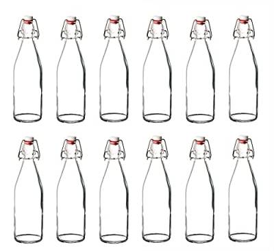 Bormioli Glasflaschen mit Bügelverschluss 'Giara' 12 teilig | Füllmenge 500 ml | Gesamthöhe 26,5 cm | Perfekt um Öle anzusetzten, Schnäppse zu veredeln oder zum servieren von Wasser, Säften und Weinen von Bormioli Rocco