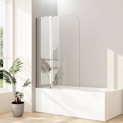 Boromal 90x140cm Duschwand für Badewanne 2-teilig Drehtür Duschtrennwand Faltwand Badewannenaufsatz Duschabtrennung 6mm Nano Glas von Boromal