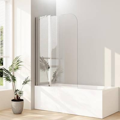 Boromal Duschwand für badewanne, 90x140cm Drehtür Badewannenaufsatz Duschtrennwand Duschabtrennung mit 6mm Nano Easy Clean Glas von Boromal