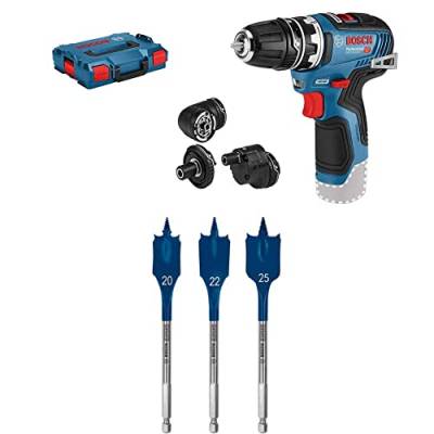 Bosch Professional Akku-Bohrschrauber GSR 12V-35 FC (ohne Akkus und Ladegerät, in L-BOXX 102) + 7x Expert SelfCut Speed Flachfräsbohrer Set (für Weichholz, Grobspanplatte, Ø 16-32 mm, Zubehör) von Bosch Professional